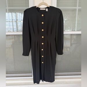Vintage Chaus Long Sleeve Midi Dress with Pearl Buttons
